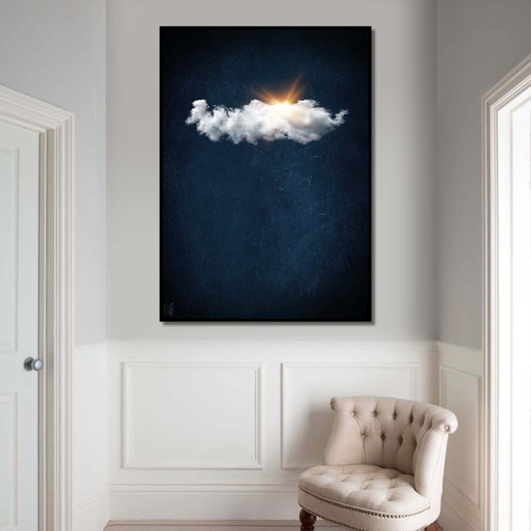 Cloudy Sun // Dark Blue Landscape