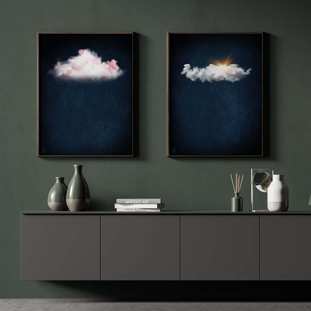Cloudy Sun // Dark Blue Landscape