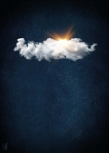 Cloudy Sun // Dark Blue Landscape