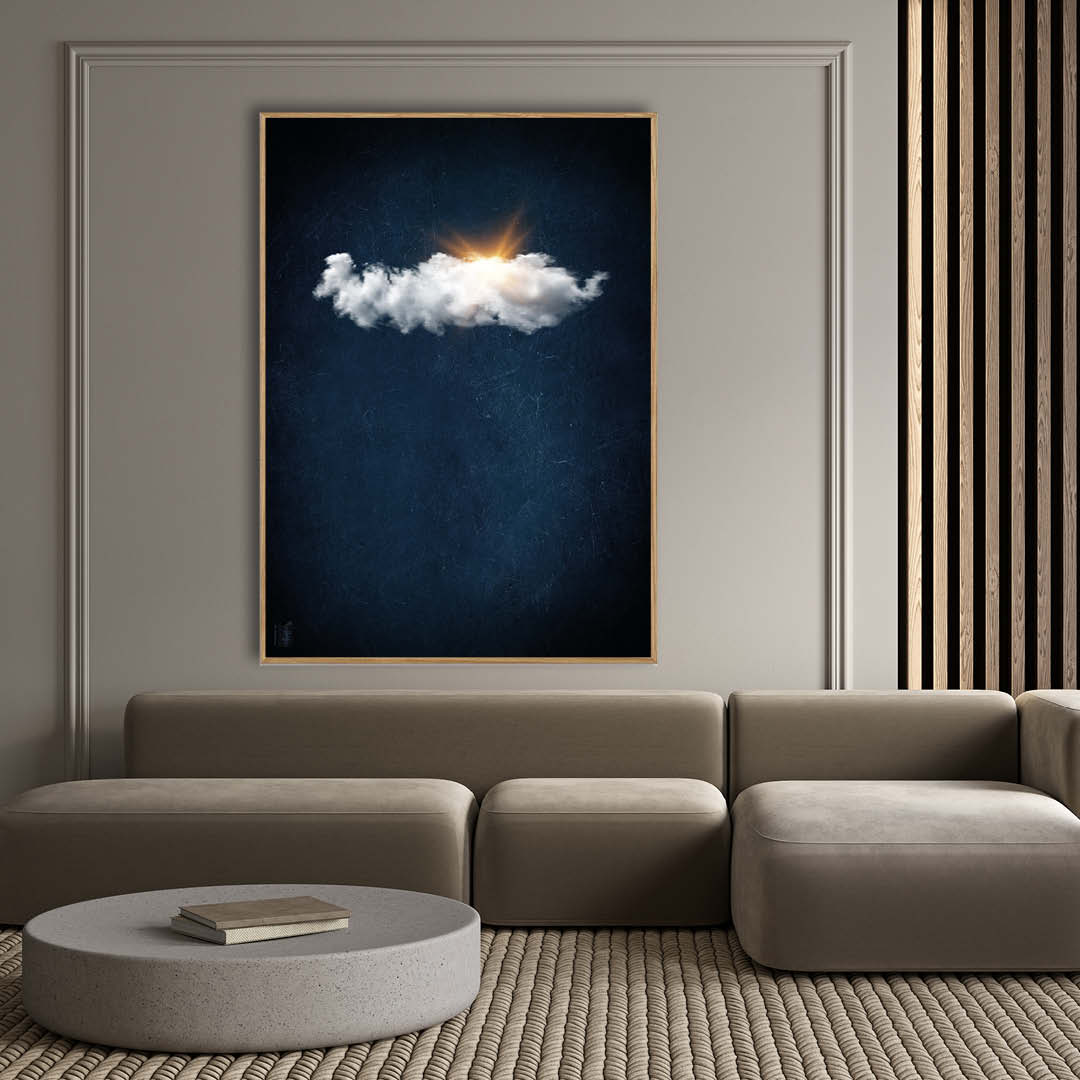 Cloudy Sun // Dark Blue Landscape