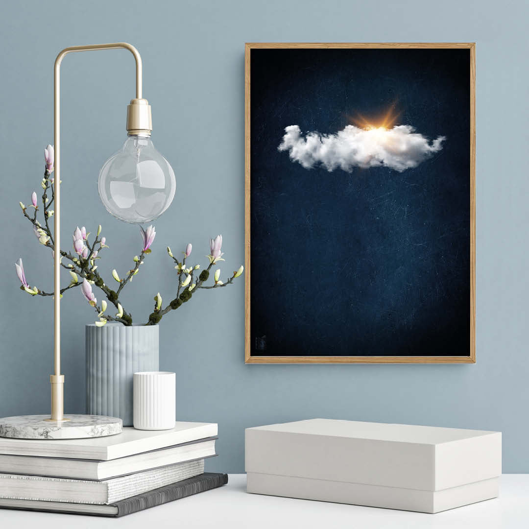 Cloudy Sun // Dark Blue Landscape