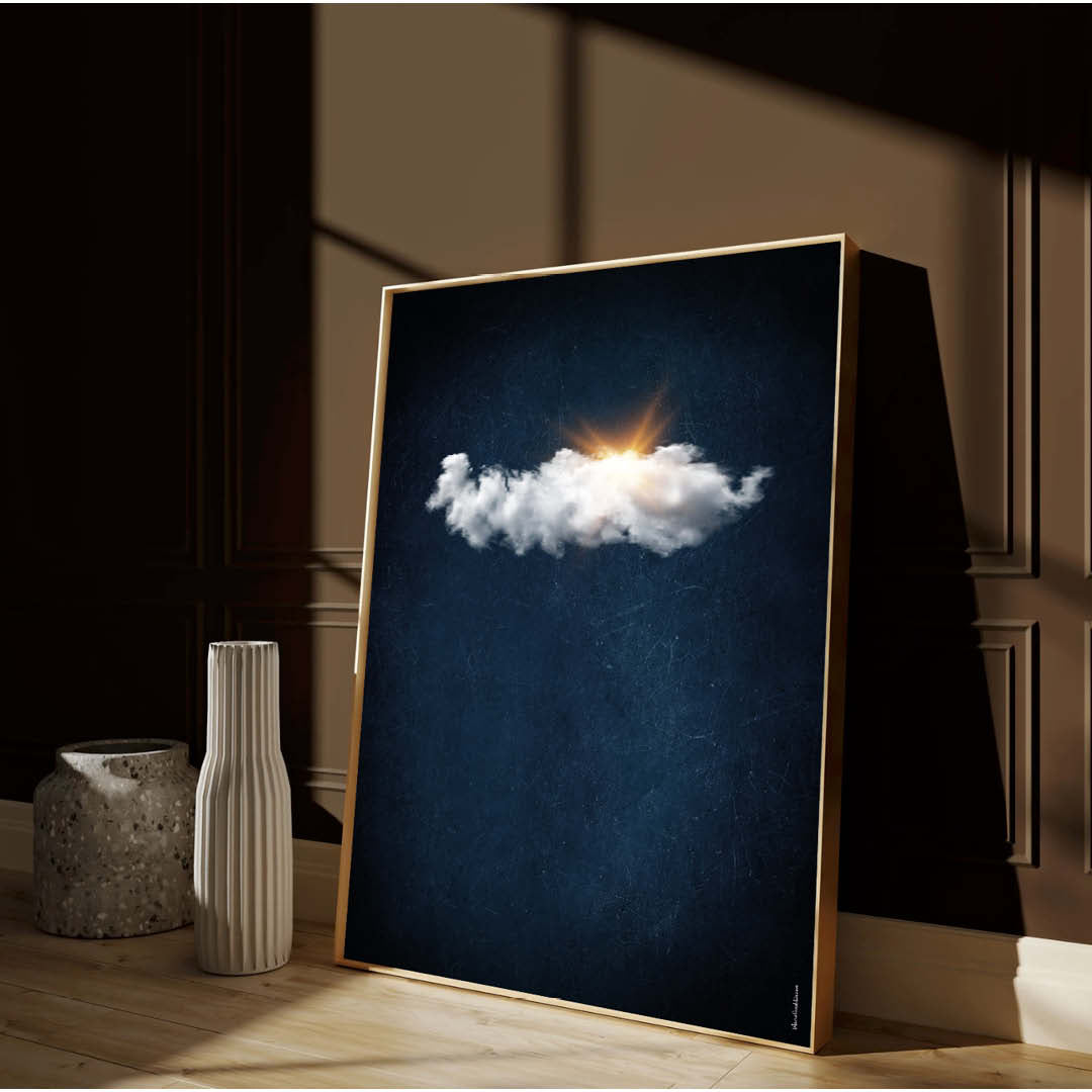 Cloudy Sun // Dark Blue Landscape