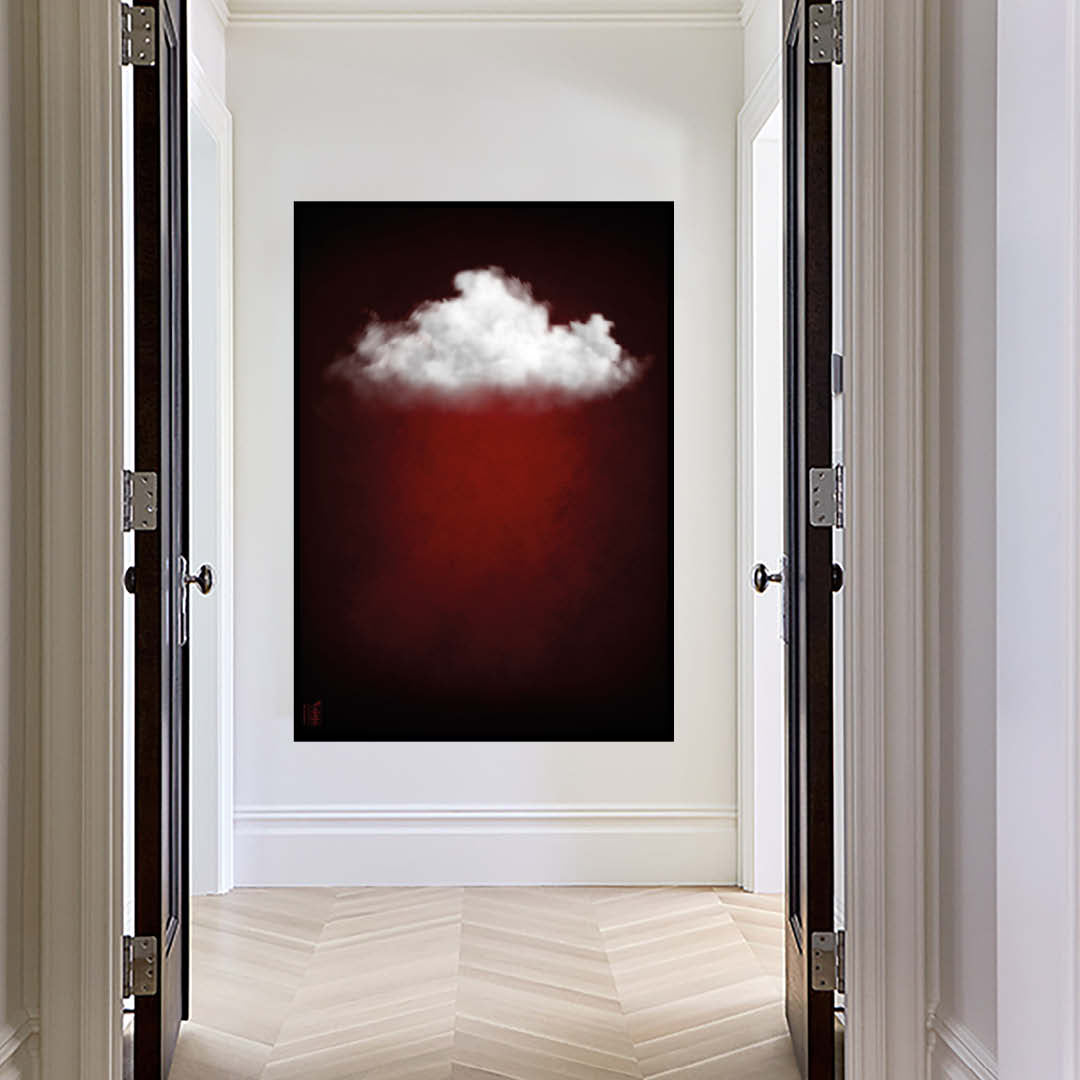 Cloudy White // Dark Red Landscape