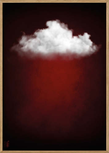 Cloudy White // Dark Red Landscape