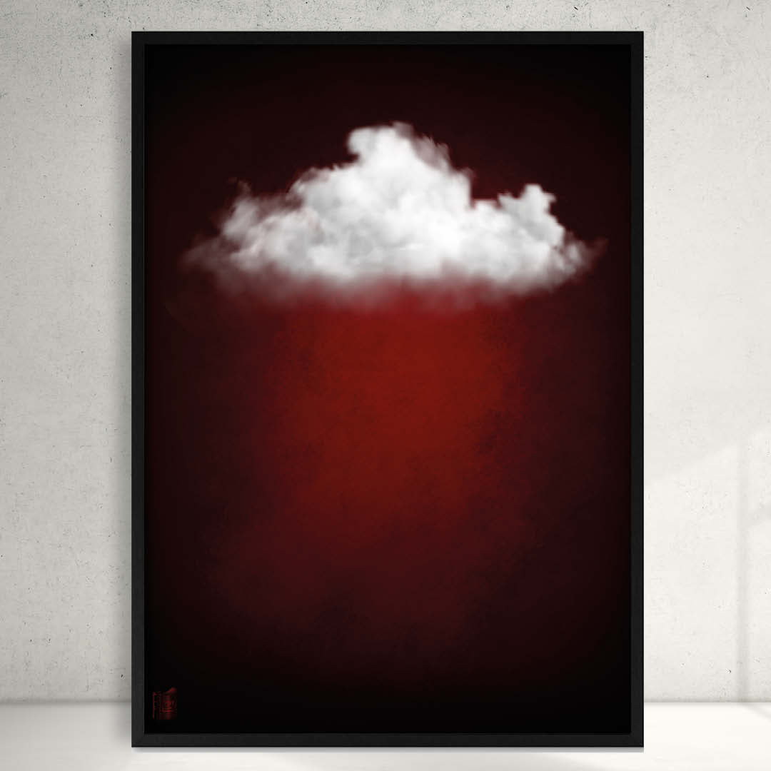 Cloudy White // Dark Red Landscape