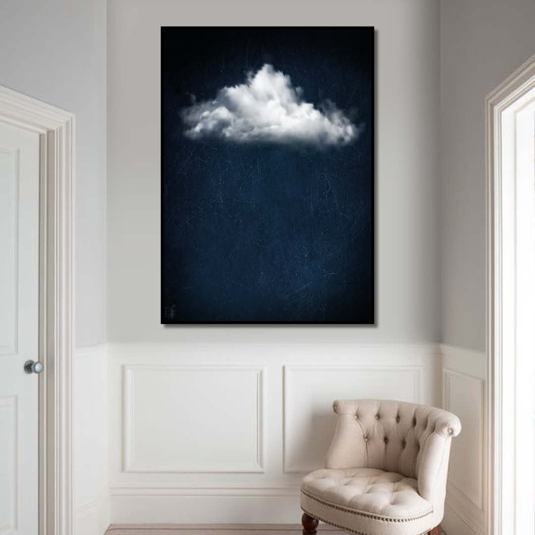 Cloudy white // Dark Blue Landscape