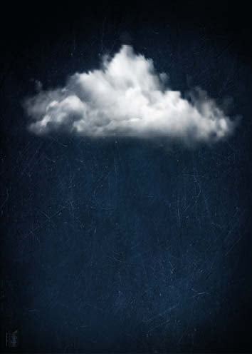 Cloudy white // Dark Blue Landscape