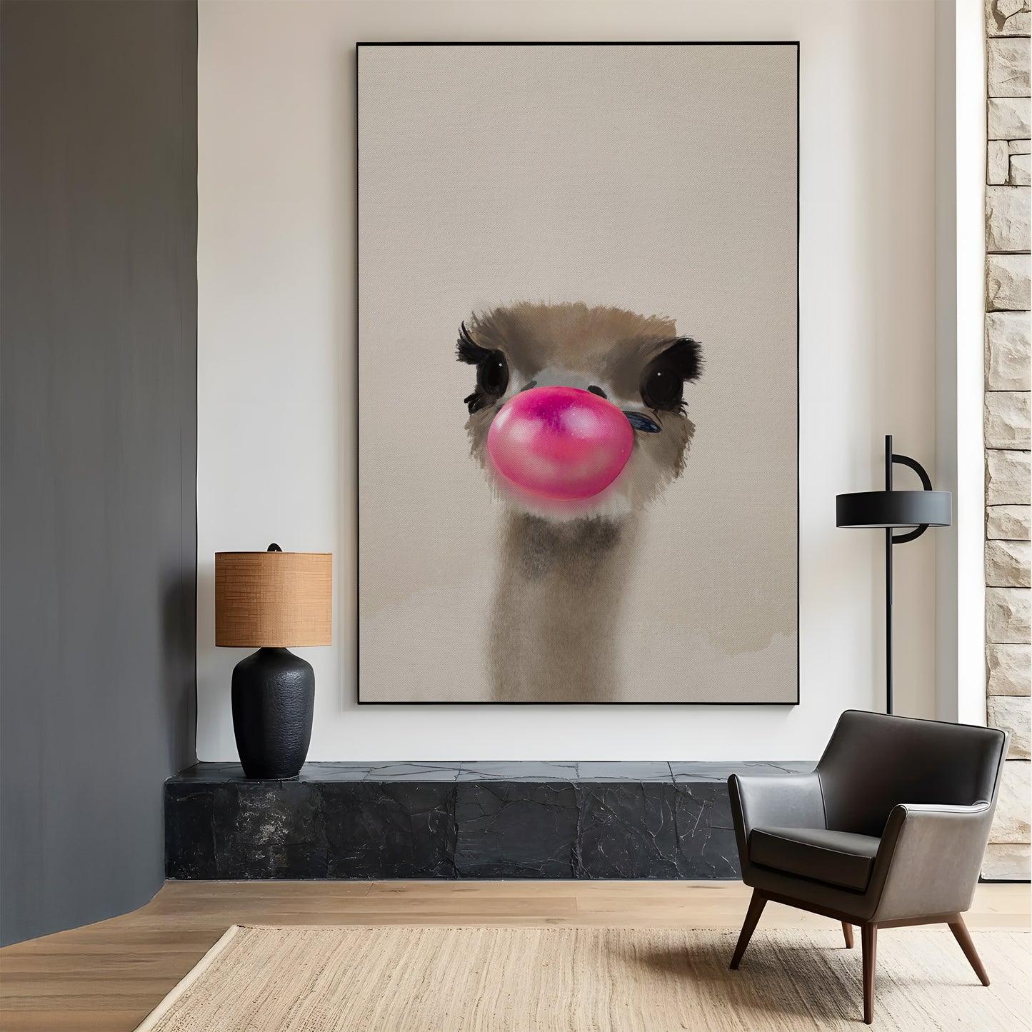 Struds plakat med humor - moderne vægkunst i nordisk stil.