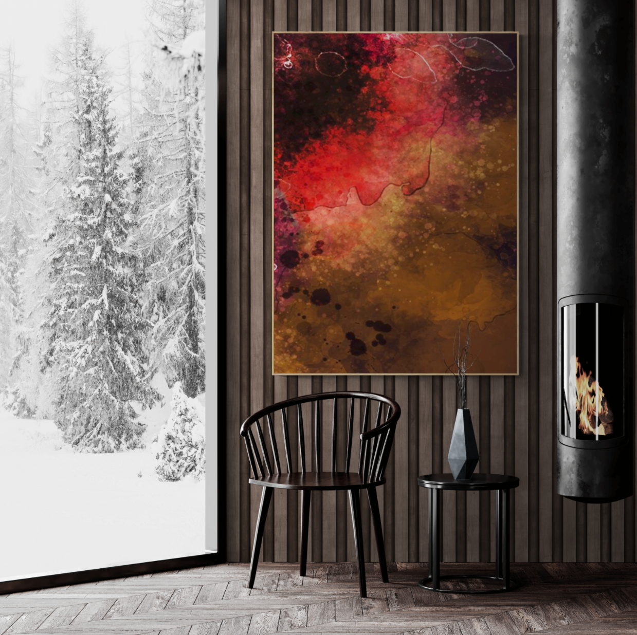 Abstrakt lærredstryk med valgfri ramme. Elegant kunst til dit rum.