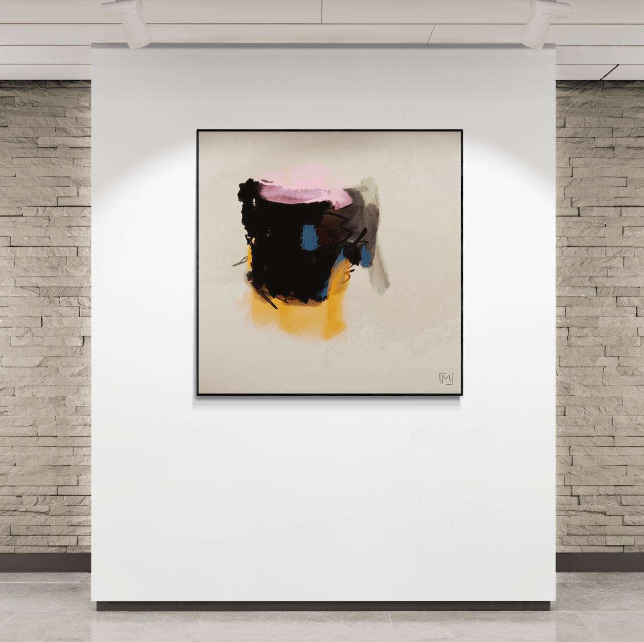 Abstrakt lærredstryk med valgfri ramme. Elegant kunst til dit rum.
