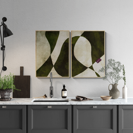 Abstract kunst, moderne og trendy, grønne farver