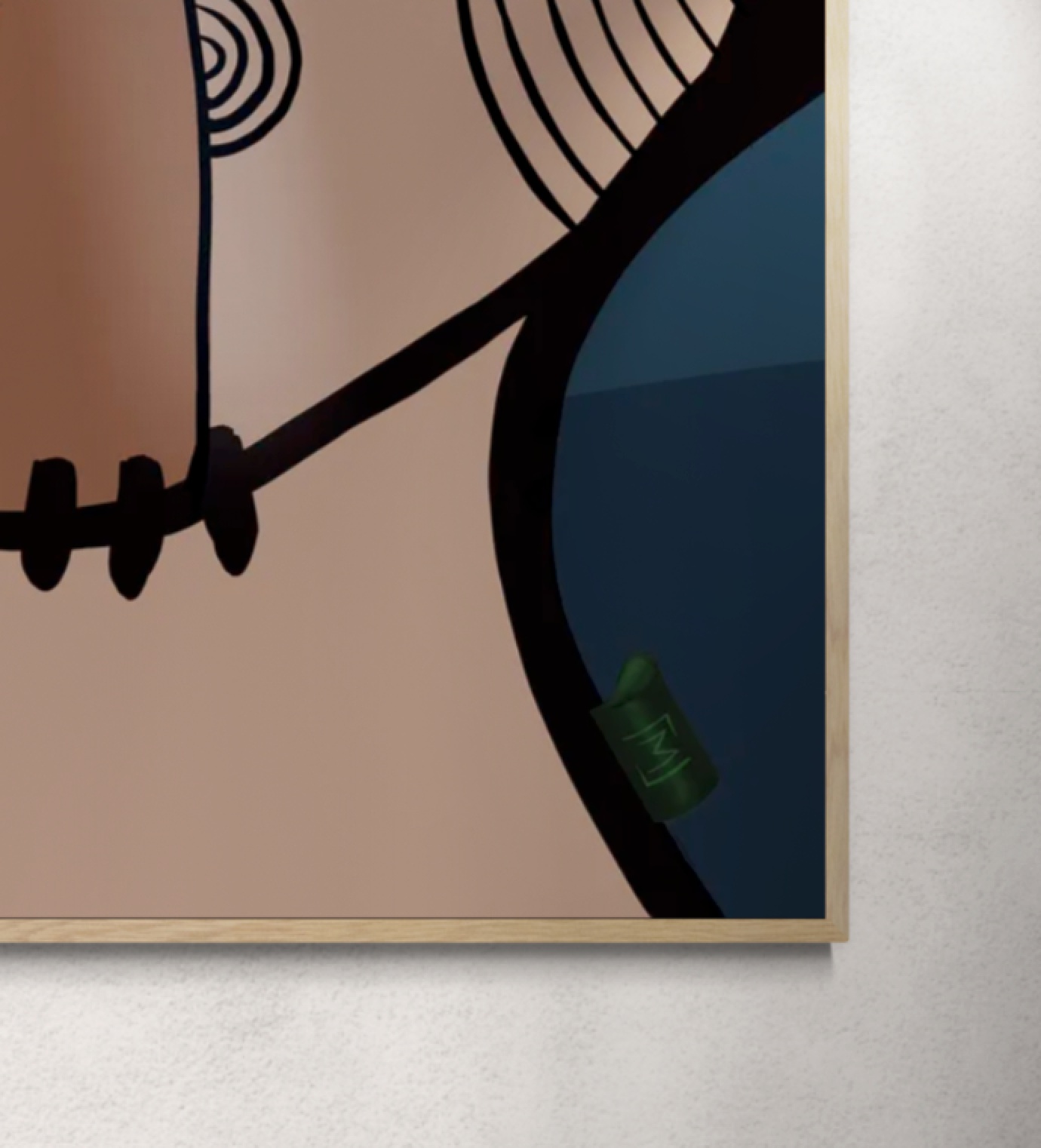 En abstrakt kunstplakat med dybe farver og geometriske former, der skaber et dynamisk og iøjnefaldende design.