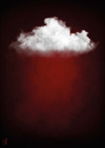 Cloudy White // Dark Red Landscape