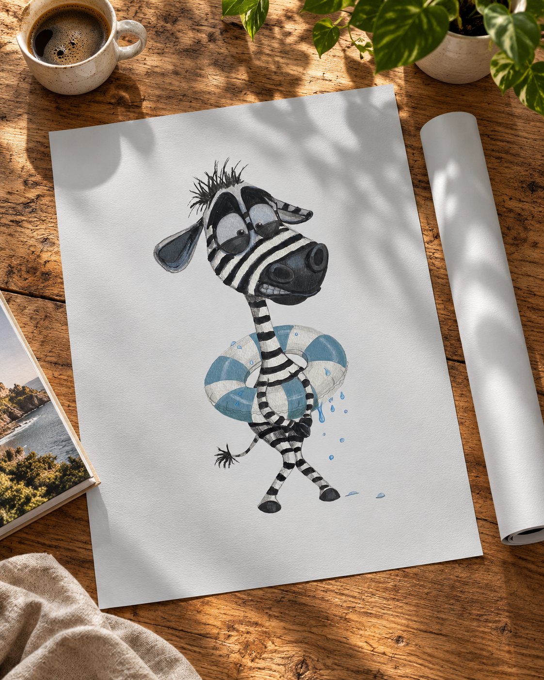 Humoristisk zebrakunst med Aksel af Maria Lundsten