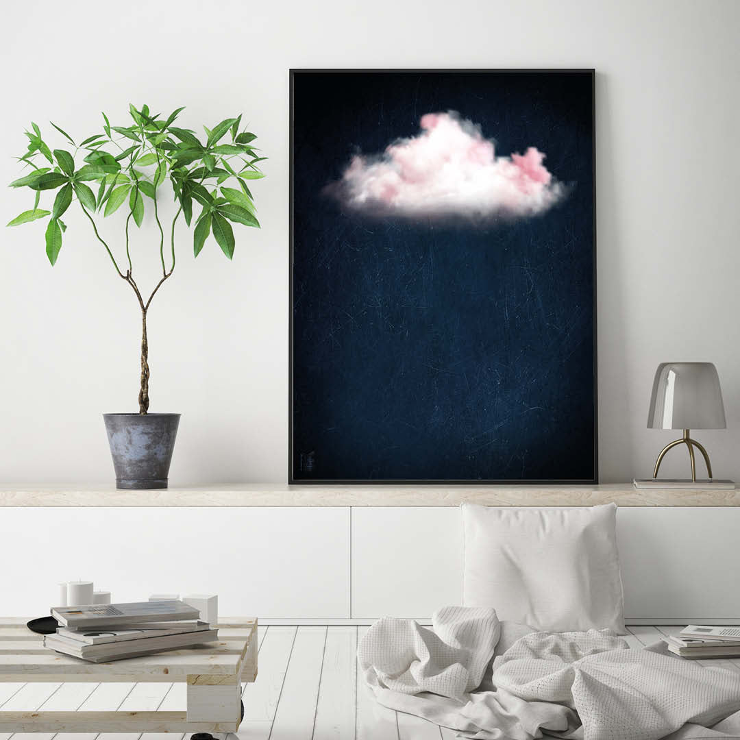 Cloudy Pink // Dark Blue Landscape