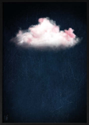 Cloudy Pink // Dark Blue Landscape