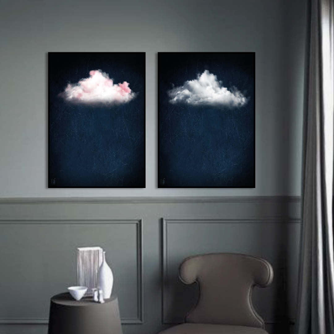 Cloudy Sun // Dark Blue Landscape