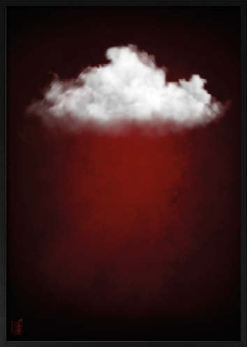 Cloudy White // Dark Red Landscape