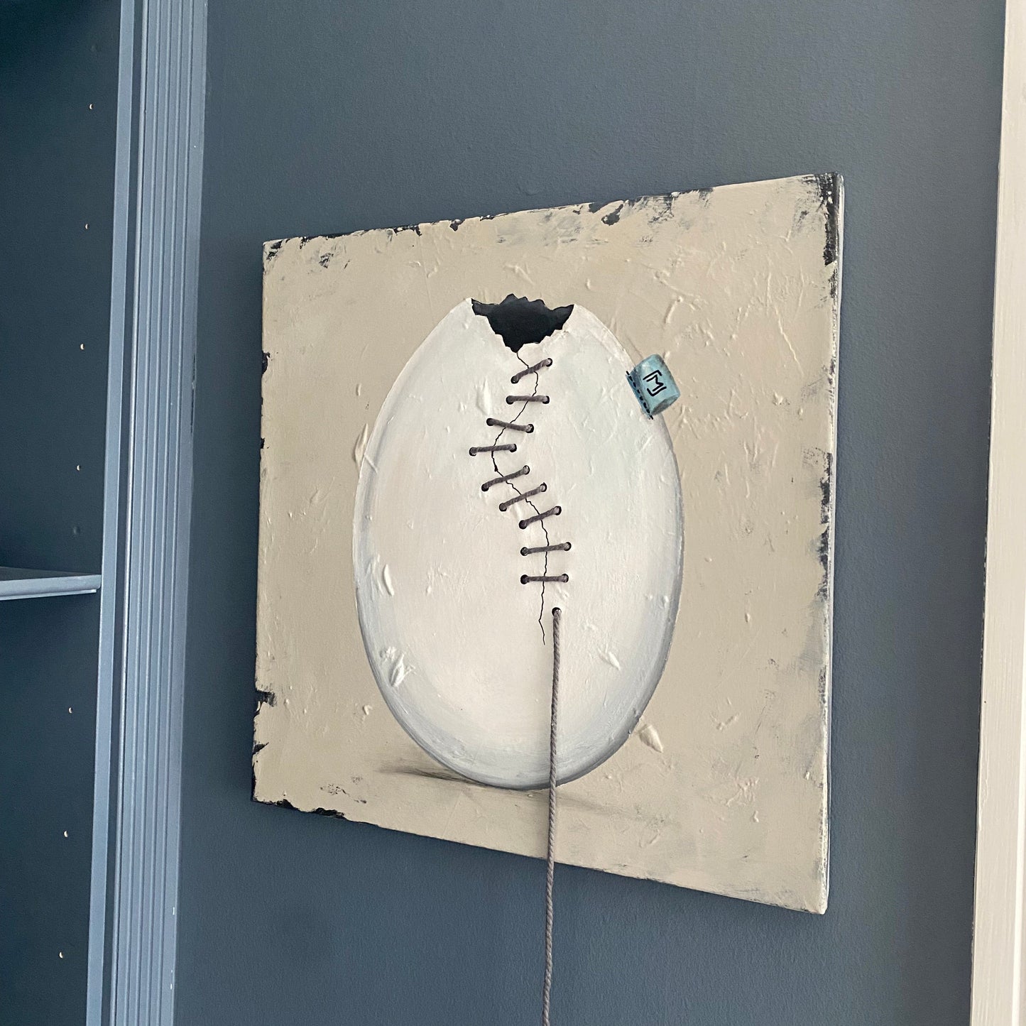 Sprække 01 | original kunst på lærred | syet med snor | 50 x 50 cm