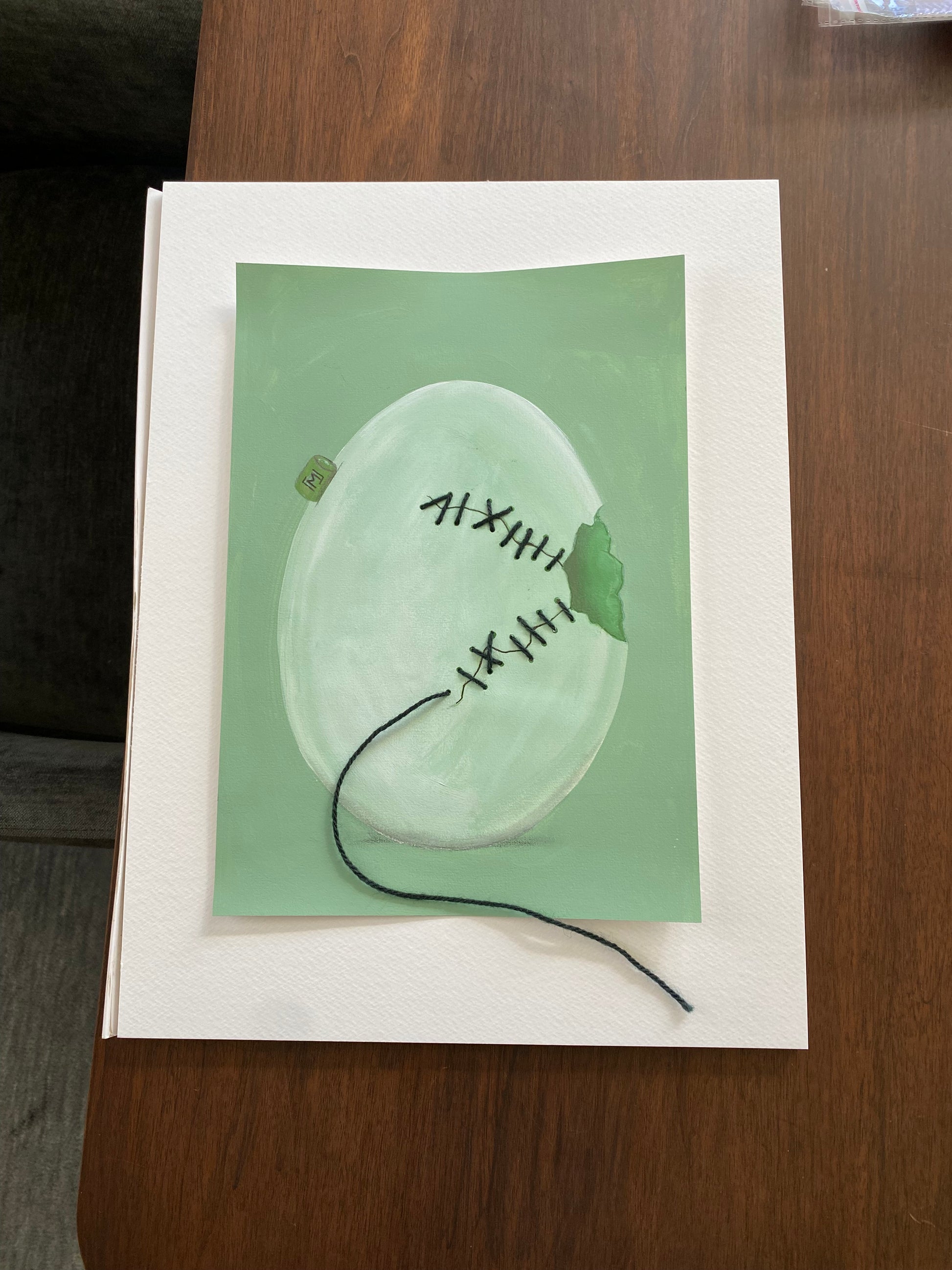 Minimalistisk æg kunst i grønne nuancer A4