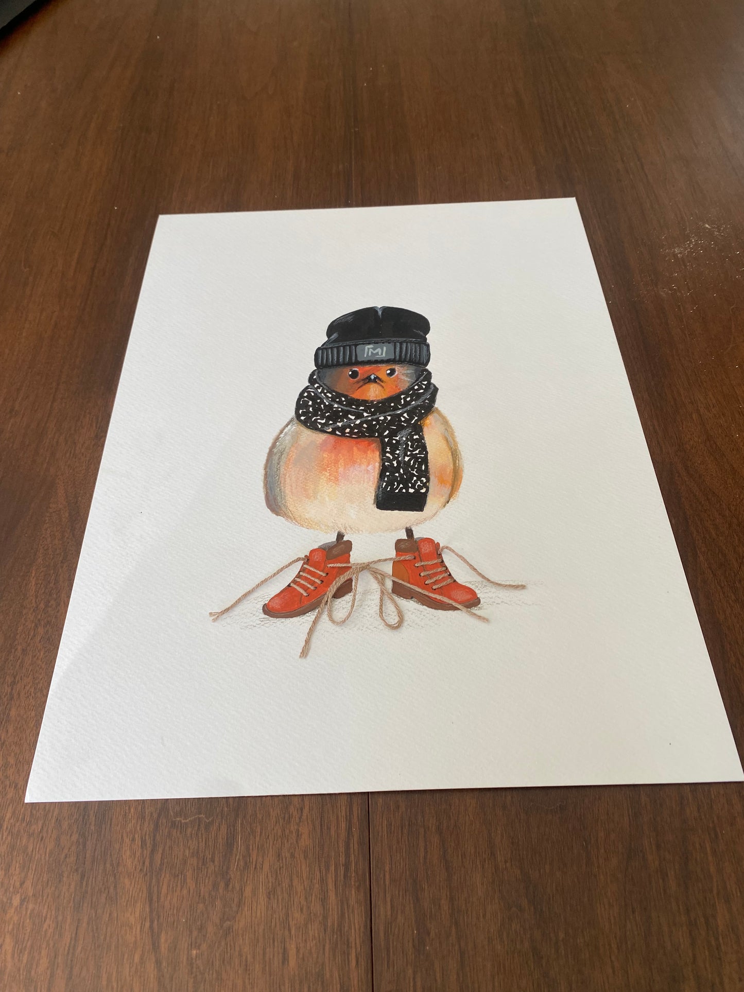 Moderne dansk kunst med sur fugl og bundne snørebånd