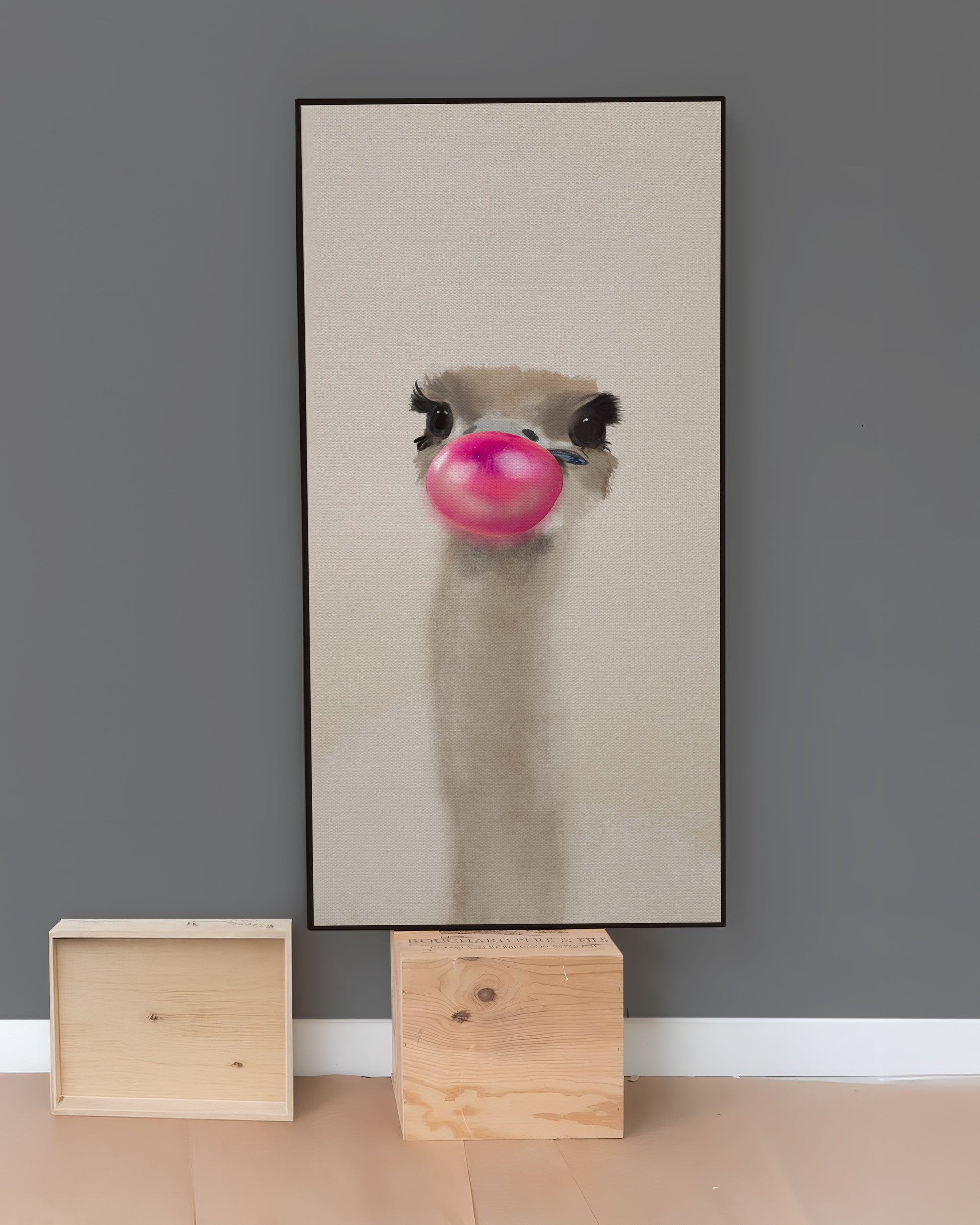 Struds plakat med humor - moderne vægkunst i nordisk stil.