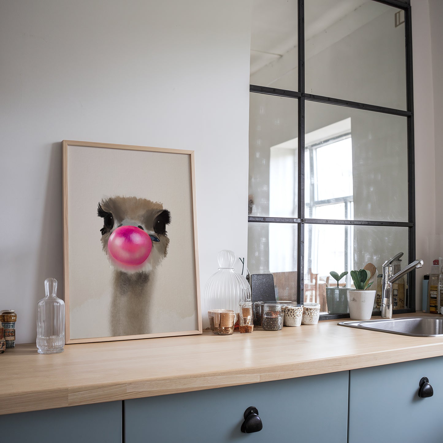 Moderne struds kunstplakat i dansk design – Fine Art print.