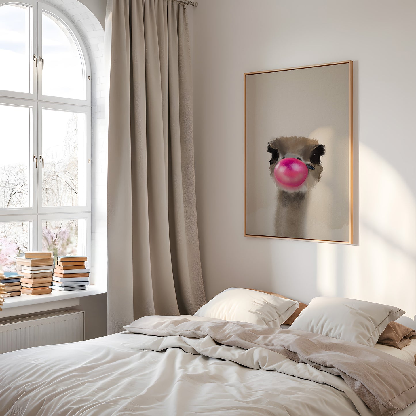 Humoristisk dyreplakat til boligindretning – kvalitetslærred.
