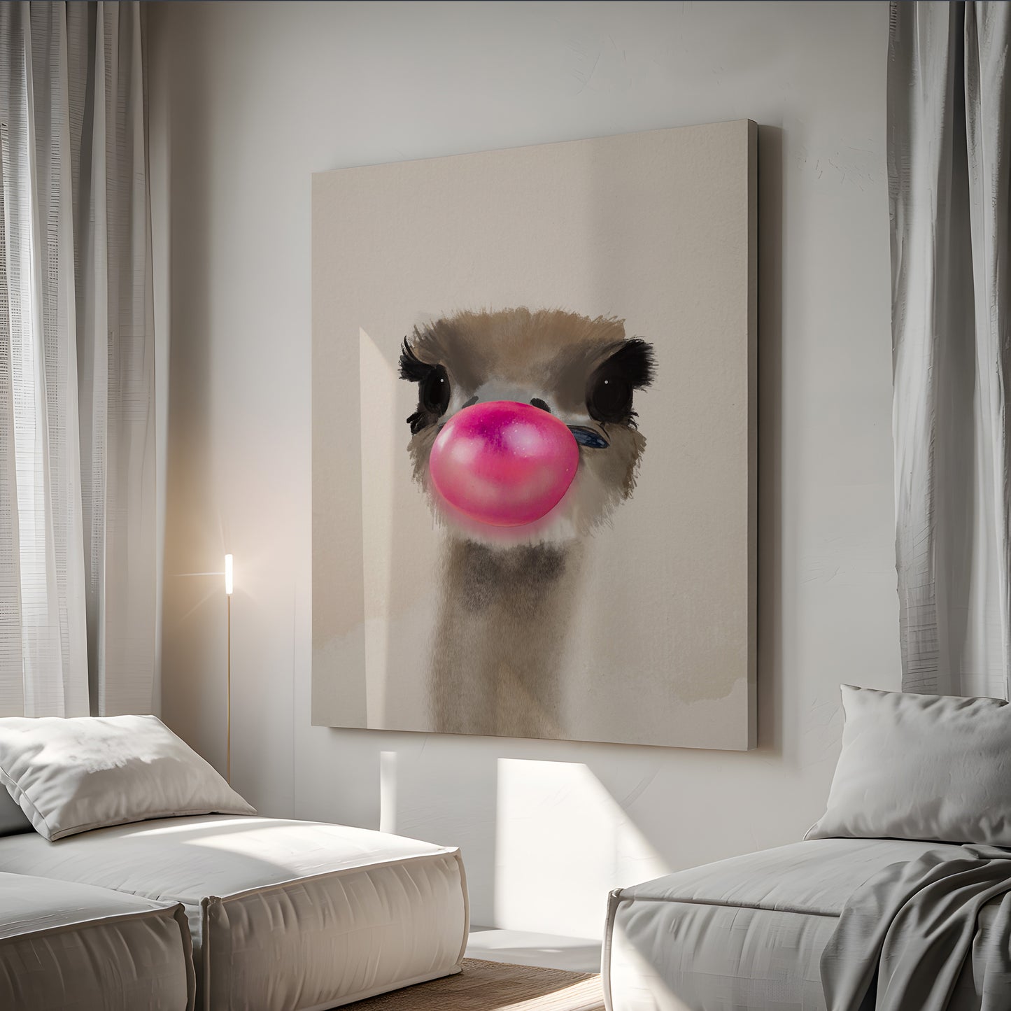 Moderne struds kunstplakat i dansk design – lærredsprint.