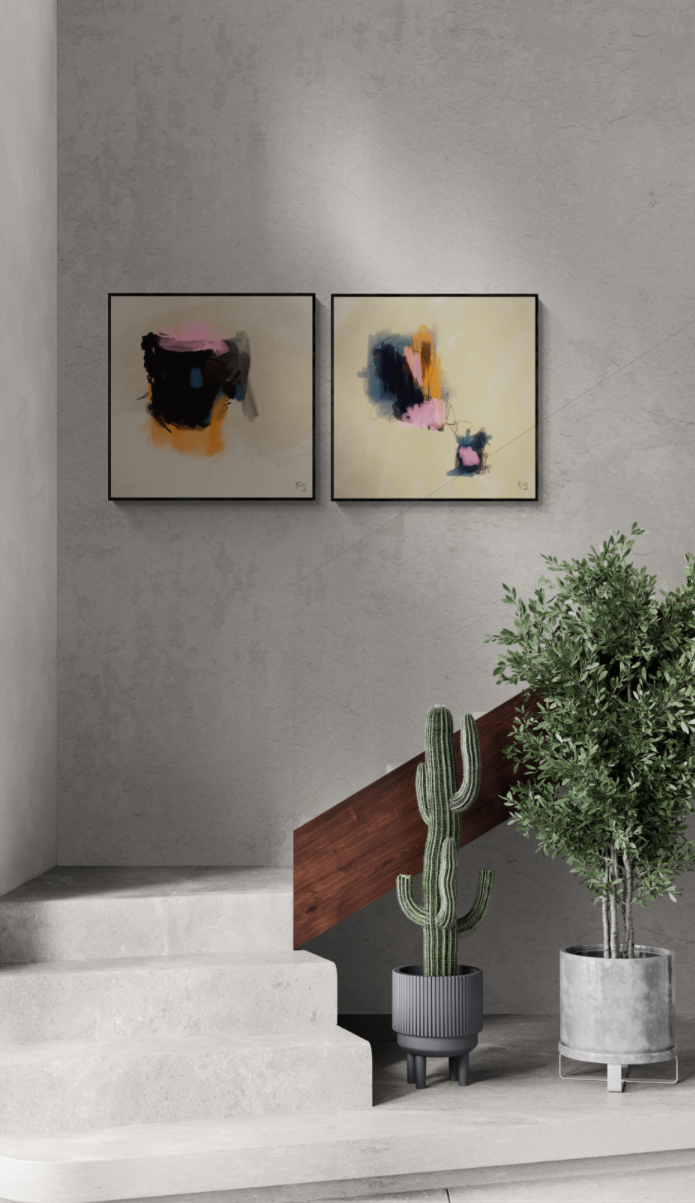 Abstrakt lærredstryk med valgfri ramme. Elegant kunst til dit rum.
