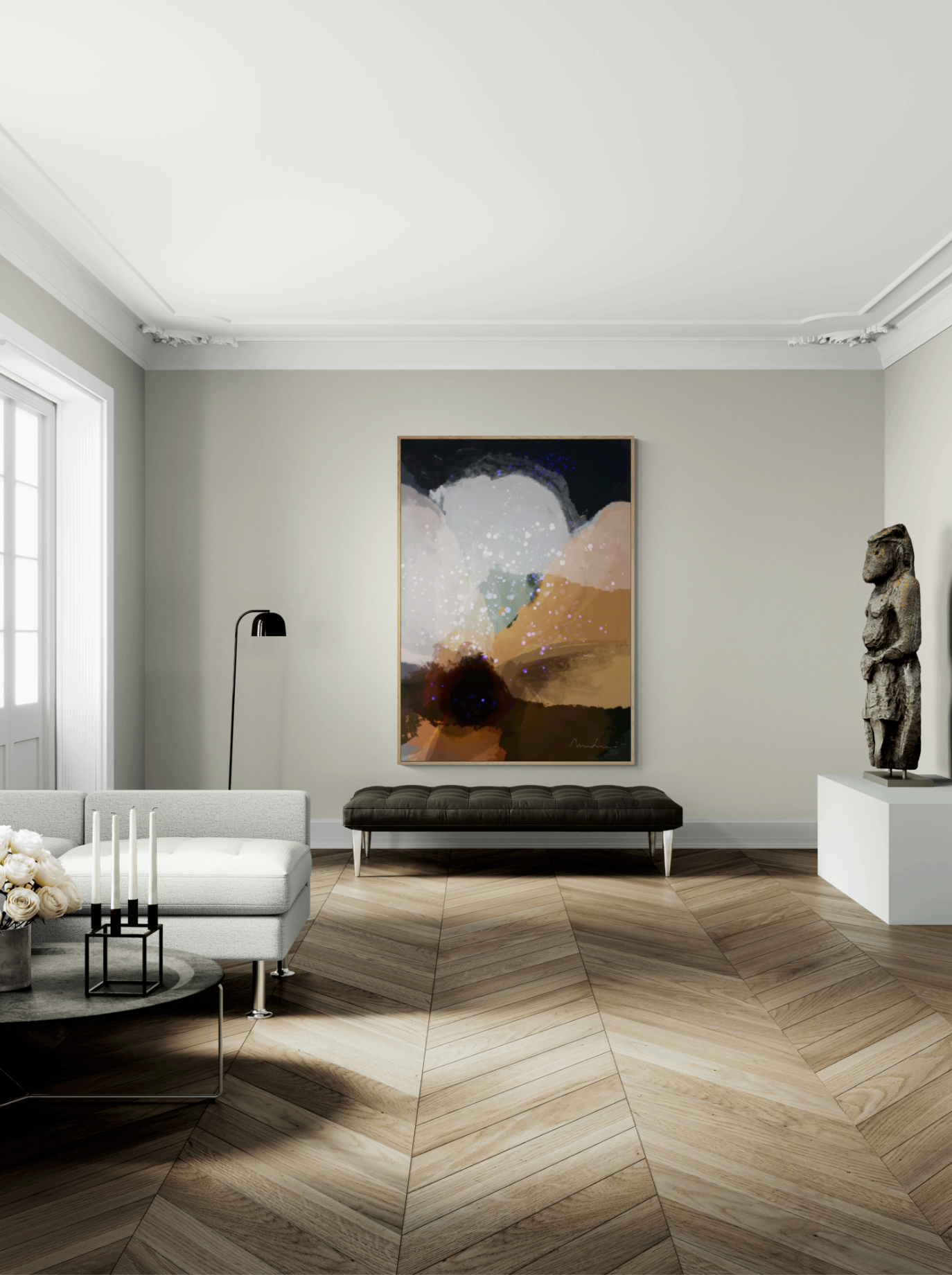 Moderne canvas kunst med varme jordtoner