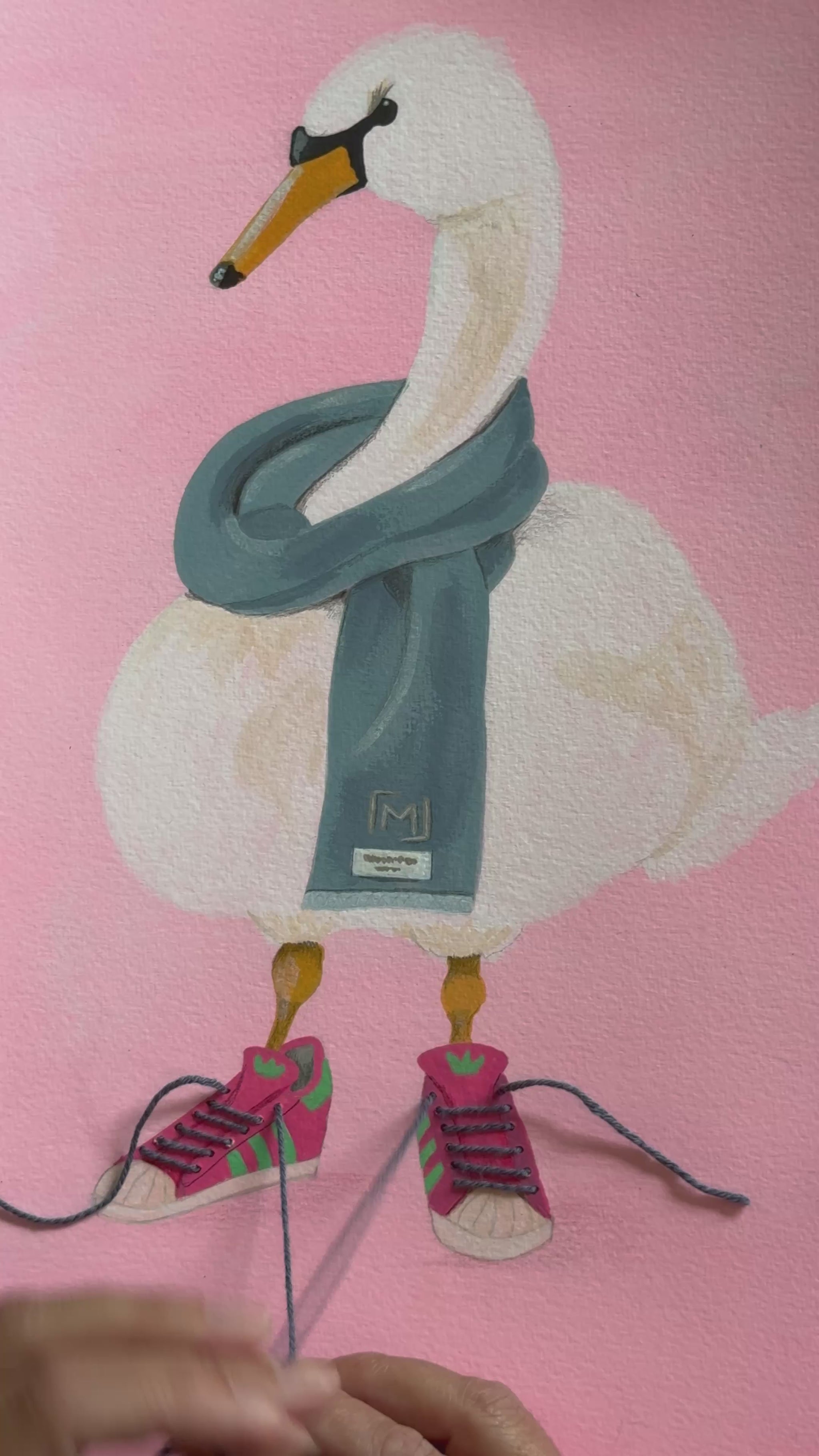 Original kunst fra Kunst til Morgenmad med elegant sur svane