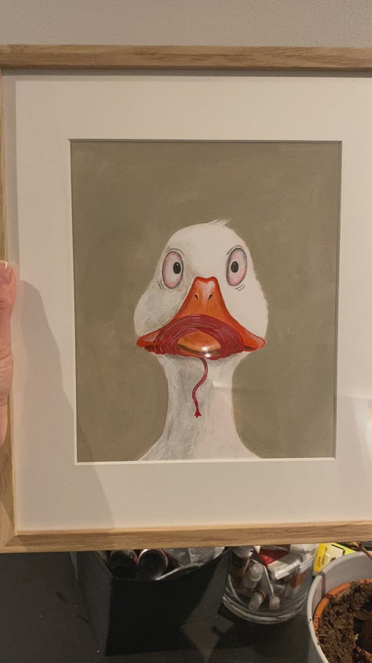 Asta “Siger ikke et kvæk" |  Original kunst i ramme