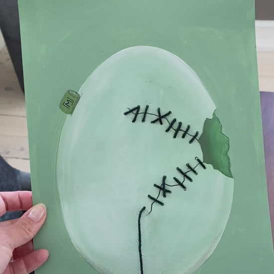 Håndlavet kunst med syning og snor detalje